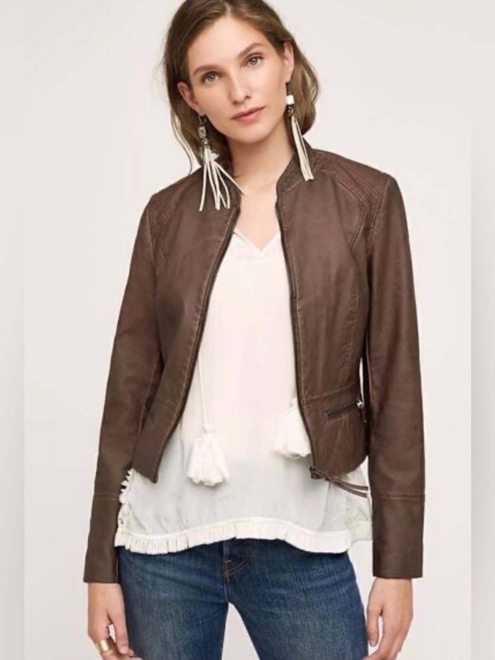 Anthropologie Hei Hei Faux
Leather Moto Jacket Brown Chocolate Brown
